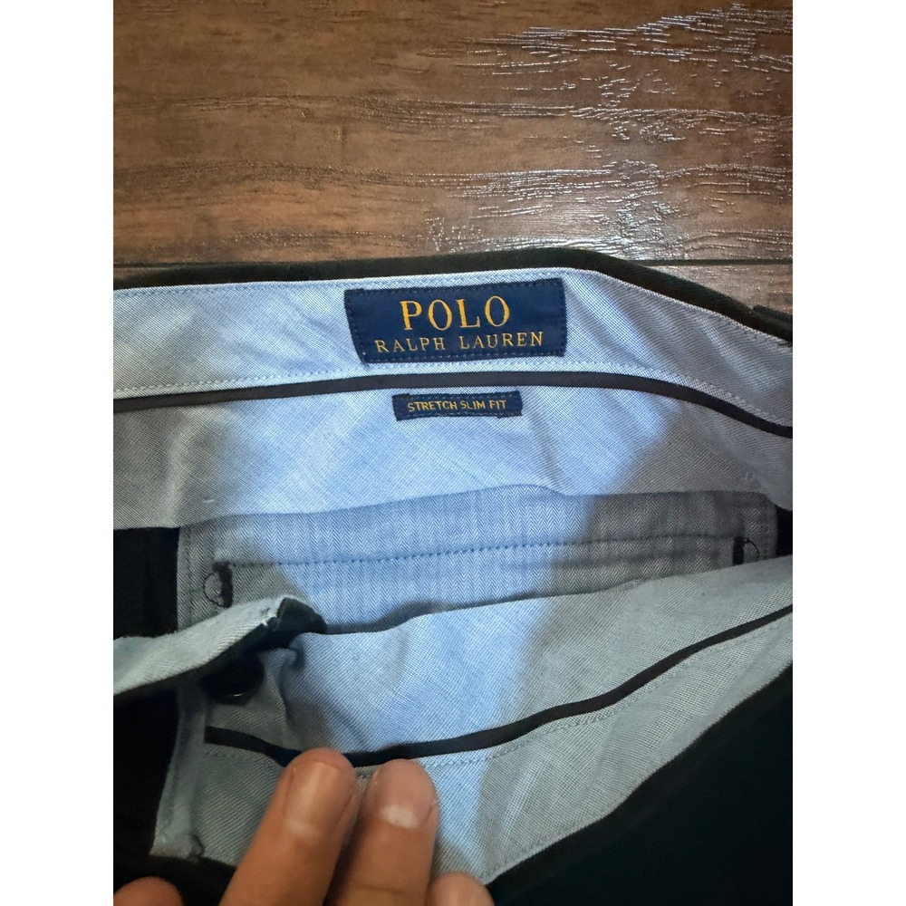Polo Ralph Lauren Stretch Slim Fit Chinos Mens 36x34 Black Cotton Blend Pants - Picture 4 of 5